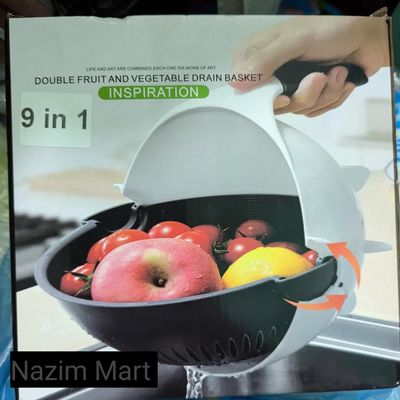 9 in 1 Multifunction Kitchen Wet Basket Vegetable Cutter With Drain Magic Rotate Safety - Nazim Mart_img_3