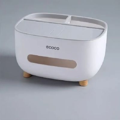 Tissue Box Cover Holder with Storage, Napkin Tissue Box, Multi-Function Tissue Box ABS Material Storage Organizer_img_1