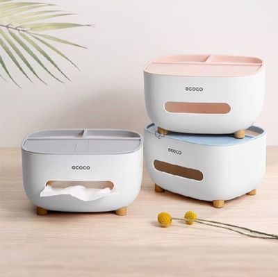 Tissue Box Cover Holder with Storage, Napkin Tissue Box, Multi-Function Tissue Box ABS Material Storage Organizer_img_6