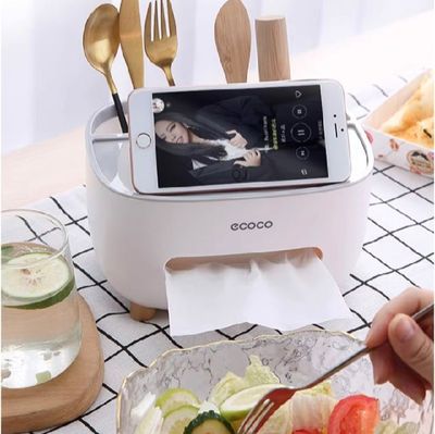 Tissue Box Cover Holder with Storage, Napkin Tissue Box, Multi-Function Tissue Box ABS Material Storage Organizer_img_7