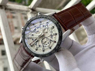 Tag 100M Brown Belt Silver Case White Dial_img_0