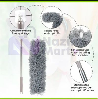 9.5 Feet Bendable Feather Duster with Extra Long Extendable Microfiber Duster - Nazim Mart_img_3