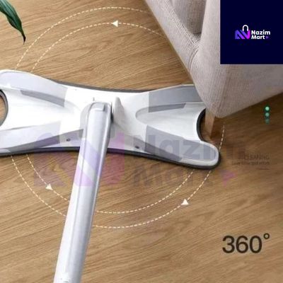 360 Degree Rotatable Extendable Cleaning Mop, Triangle Hand Quick Dry Mop Automatic Water Squeegee for Floor,Ceiling,Wall (Blue) - Nazim Mart_img_1