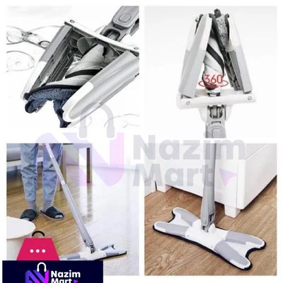360 Degree Rotatable Extendable Cleaning Mop, Triangle Hand Quick Dry Mop Automatic Water Squeegee for Floor,Ceiling,Wall (Blue) - Nazim Mart_img_4