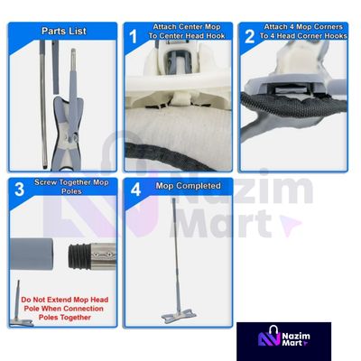 360 Degree Rotatable Extendable Cleaning Mop, Triangle Hand Quick Dry Mop Automatic Water Squeegee for Floor,Ceiling,Wall (Blue) - Nazim Mart_img_5
