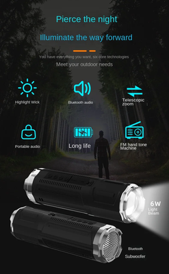 Portable Bluetooth Speaker With Zoomable Flashlight - 4 Dimming Modes FM Radio Long Lasting Life_img_1