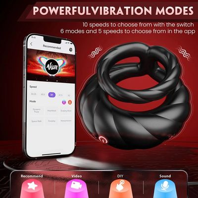 Vibrating Double Cock Ring Sex Toys for Men Penis Ring Vibrator with 10 Vibrations Adult Male Sex Toy for Longer Harder Stronger_img_0