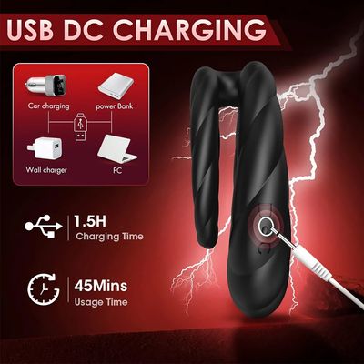 Vibrating Double Cock Ring Sex Toys for Men Penis Ring Vibrator with 10 Vibrations Adult Male Sex Toy for Longer Harder Stronger_img_1