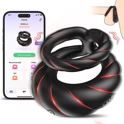 Vibrating Double Cock Ring Sex Toys for Men Penis Ring Vibrator with 10 Vibrations Adult Male Sex Toy for Longer Harder Stronger_img_4