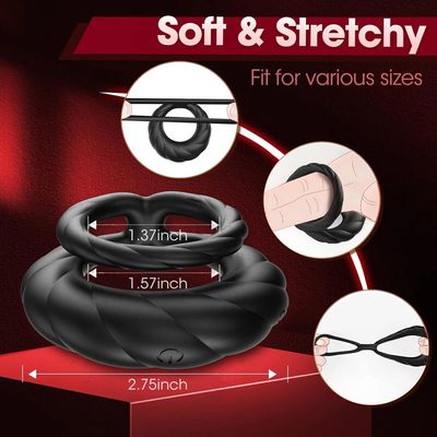 Vibrating Double Cock Ring Sex Toys for Men Penis Ring Vibrator with 10 Vibrations Adult Male Sex Toy for Longer Harder Stronger_img_5