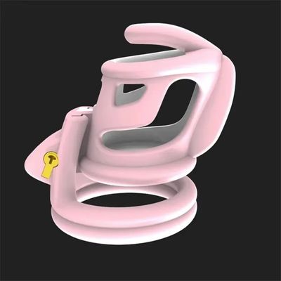 Male Chastity Cage Dual Color Pink Ventilated Adult Sex Toy with 4 Adjustable Penis Rings Men's Lockable Chastity Device for Sex_img_1