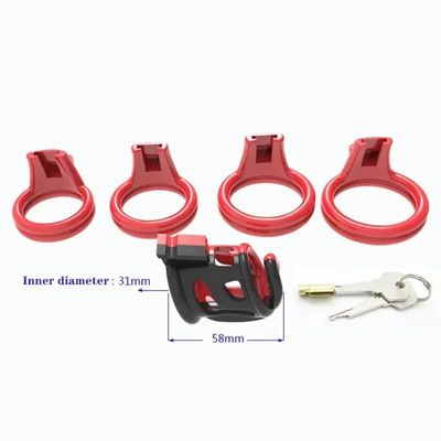 Male Chastity Cage Dual Color Pink Ventilated Adult Sex Toy with 4 Adjustable Penis Rings Men's Lockable Chastity Device for Sex_img_2