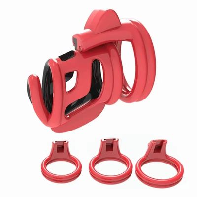 Male Chastity Cage Dual Color Pink Ventilated Adult Sex Toy with 4 Adjustable Penis Rings Men's Lockable Chastity Device for Sex_img_3