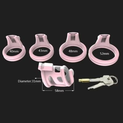 Male Chastity Cage Dual Color Pink Ventilated Adult Sex Toy with 4 Adjustable Penis Rings Men's Lockable Chastity Device for Sex_img_5