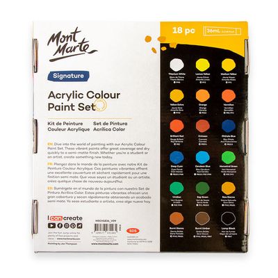 Mont Marte Acrylic Colour Paint Set Signature 18pc x 36ml_img_1