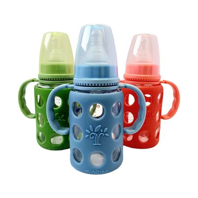 Minitree Slimneck Glass Feeding Bottle with Rubber Cover_img_1