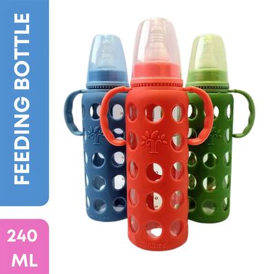 Minitree Slimneck Glass Feeding Bottle with Rubber Cover_img_2