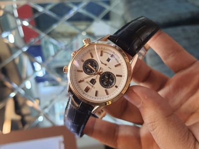 Tag Heuer Rose Gold Frame 2 Chorno White Dial Black Belt_img_0