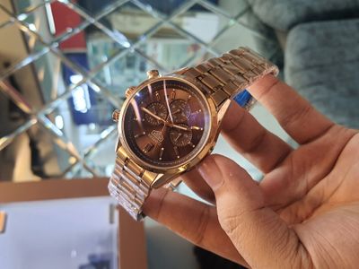 Tag Heuer Brown Dial 3 Chrono Rose Gold Chain AA_img_0
