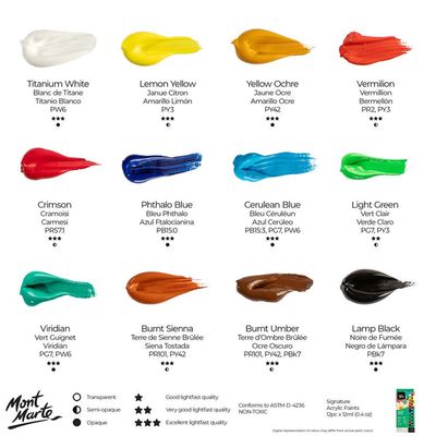 Mont Marte Acrylic Paints  12pc x 12ml_img_4