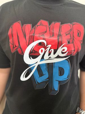 Never Give Up Regular Fit T-Shirt-Black_img_2