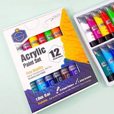 Keep smiling acrylic colour 12 Pc 30ML X 2 pc brush_img_0