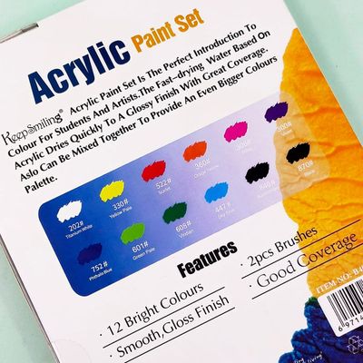 Keep smiling acrylic colour 12 Pc 30ML X 2 pc brush_img_2