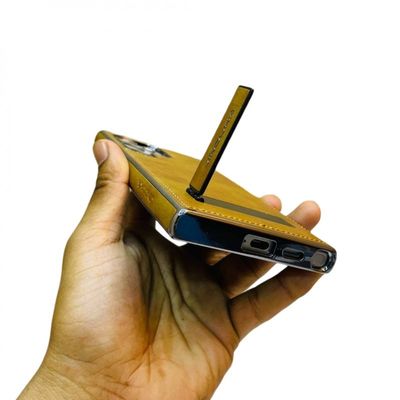 Suitable all-inclusive Bracket Electroplated Business Leather Case For Samsung Galaxy S25 S24 S23 S22 Ultra_img_0