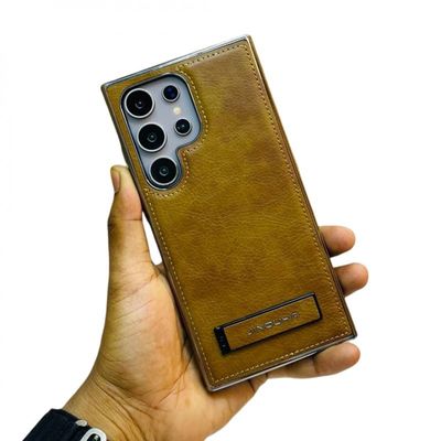 Suitable all-inclusive Bracket Electroplated Business Leather Case For Samsung Galaxy S25 S24 S23 S22 Ultra_img_2