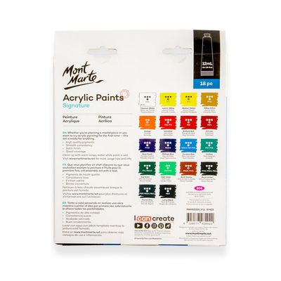 Mont Marte Acrylic Paints  18pc x 12ml_img_1