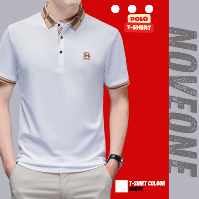 White - Heritage Check Collar Polo T-Shirt_img_0