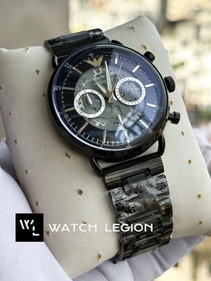ARMANI CHAIN OVAL GLASS MECCANICO FULL BLACK