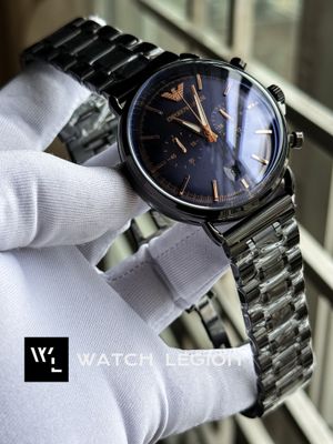 ARMANI CHAIN OVAL SIMPLE BLUE DIAL ROSE GOLD DIGITS