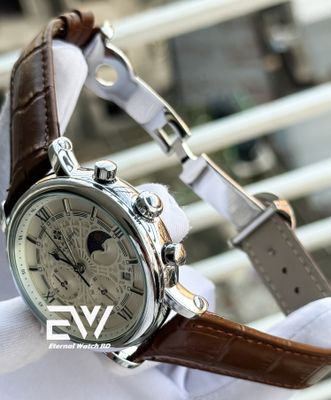 PATEK PHILLIPE SPIDER BROWN BELT WHITE DIAL SILVER CASE_img_1