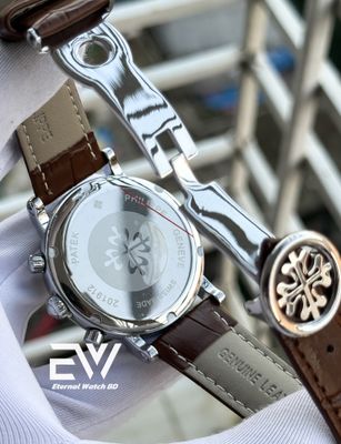 PATEK PHILLIPE SPIDER BROWN BELT WHITE DIAL SILVER CASE_img_2