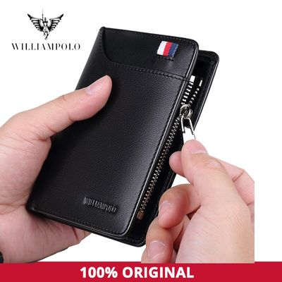 Genuine Leather Short Purse Zipper Wallet_img_1