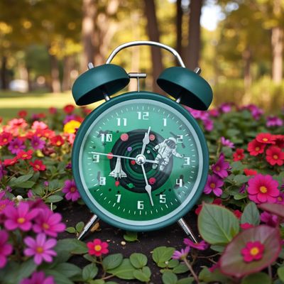 Astronaut Moon Design Twin Bell Alarm Clock – Silent Analog Desk Clock for Bedroom & Study_img_1