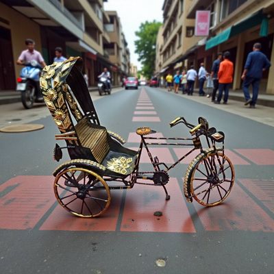 BIG SIZE Premium Handmade Golden Rickshaw Showpiece – Home & Office Decoration_img_2