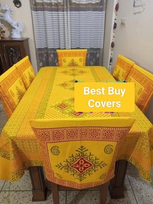 Block Print 6 Seater Dining Table Cloth and Chair Cover_img_0
