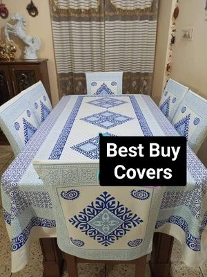 Block Print 6 Seater Dining Table Cloth and Chair Cover_img_1