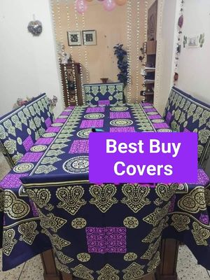 Block Print 6 Seater Dining Table Cloth and Chair Cover_img_5