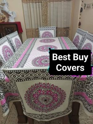 Block Print 6 Seater Dining Table Cloth and Chair Cover_img_6