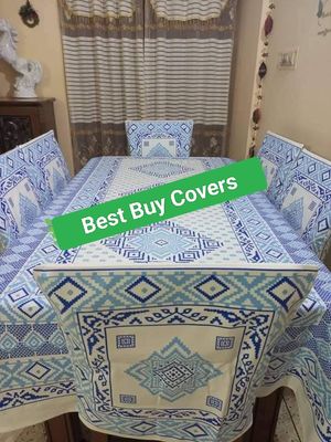 Block Print 6 Seater Dining Table Cloth and Chair Cover_img_7