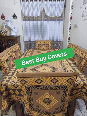 Block Print 6 Seater Dining Table Cloth and Chair Cover_img_9