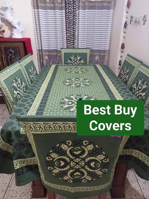 Block Print 6 Seater Dining Table Cloth and Chair Cover_img_10