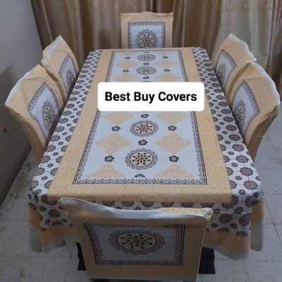 Block Print 6 Seater Dining Table Cloth and Chair Cover_img_11