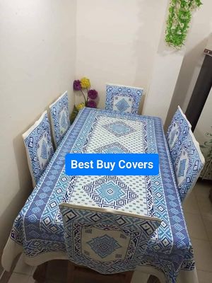 Block Print 6 Seater Dining Table Cloth and Chair Cover_img_13