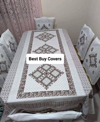 Block Print 6 Seater Dining Table Cloth and Chair Cover_img_12