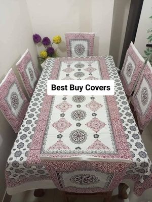 Block Print 6 Seater Dining Table Cloth and Chair Cover_img_18