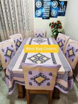 Block Print 6 Seater Dining Table Cloth and Chair Cover_img_19